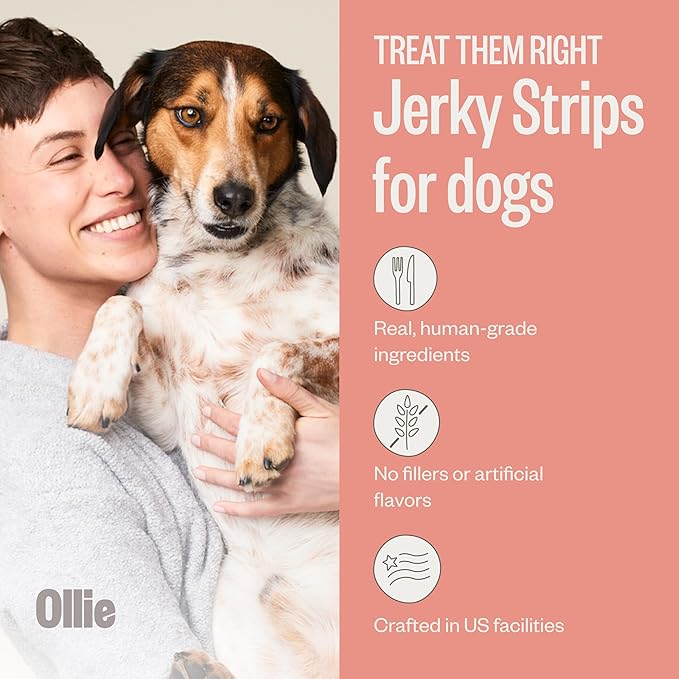 Ollie Beef & Sweet Potato Jerky Dog Treats, 5 oz Pack of 1, All Natural, Healthy Snacks, Made with Real Meat, Human Grade, for Dogs