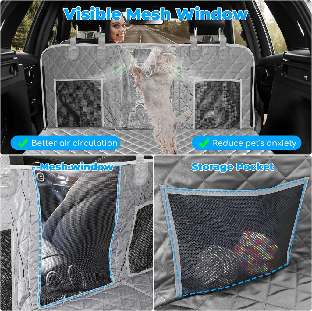URPOWER XL Dog Back Seat Extender for Crew Cab Truck, Hard Bottom Dog Car Seat Cover Waterproof Dogs Car Hammock Pet Backseat Bed, Pet Truck Accessories for F150 / RAM 1500/ Tundra Crew Cab