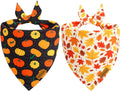 Fall Dog Bandanas - 2 Pack Halloween Thanksgiving Dog Bandana | Reversible Pumpkin and Leaf Pet Scarf for Boy & Girl | Premium Durable Fabric | Holiday Bandana for Medium and Large Dogs (Large)