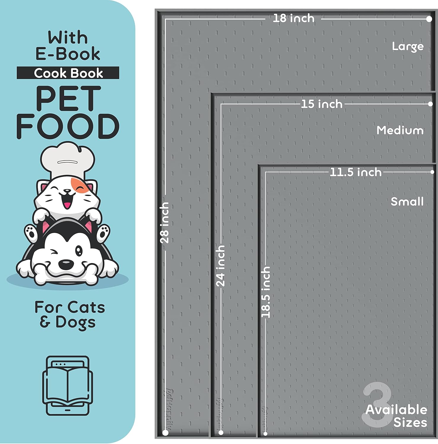 Dog Food Mat - 28x18 Raised Edges Dogs Mat for Food and Water Prevent Spill, Waterproof Cat Food Mats Protect Floors, Easy Clean Dog Bowl Mats for Food and Water, Silicone Pet Feeding Placemats