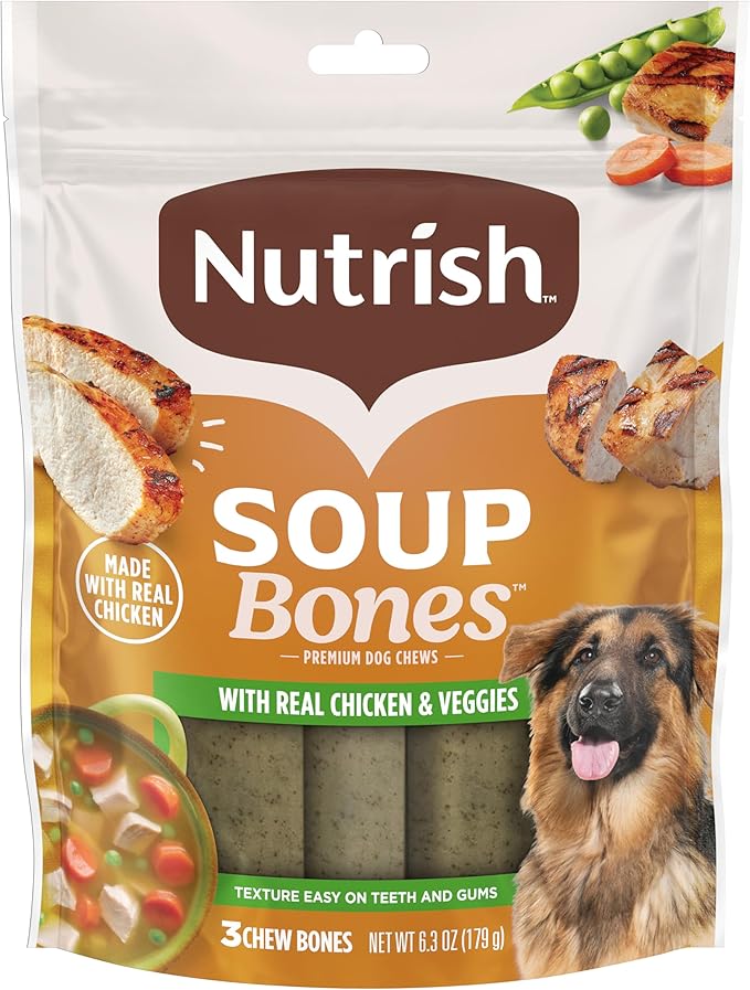 Nutrish Soup Bones Premium Dog Chews with Real Chicken and Veggies, 24 Chews (Rachael Ray)