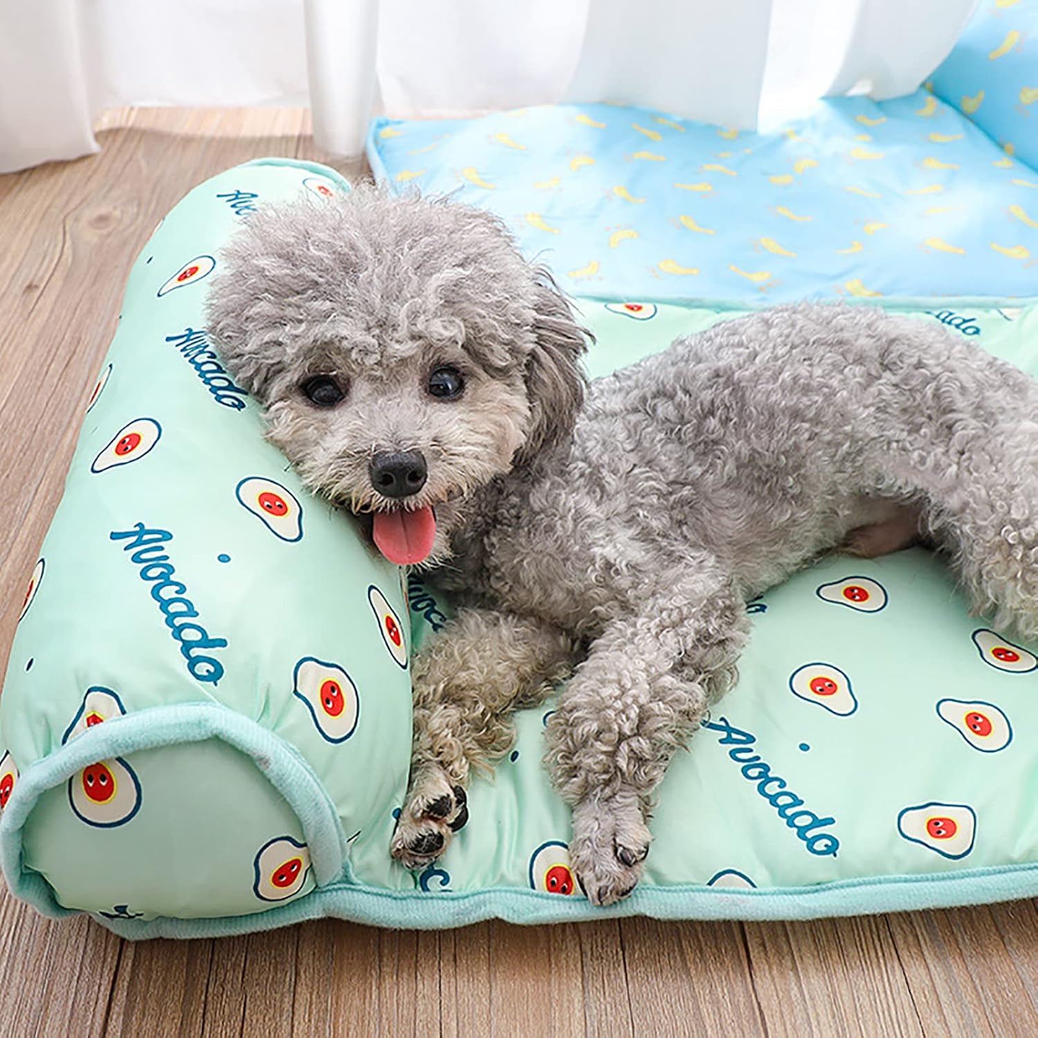 PUMYPOREITY Cooling Dog Bed, Pet Cooling Mat with Pillow, Ice Silk Cooling Dog Blanket, Self Cooling Pad for Cat,Dog, Washable Summer Pet Mat for Kennel, Crates, Sofa, Floor, Pink, S