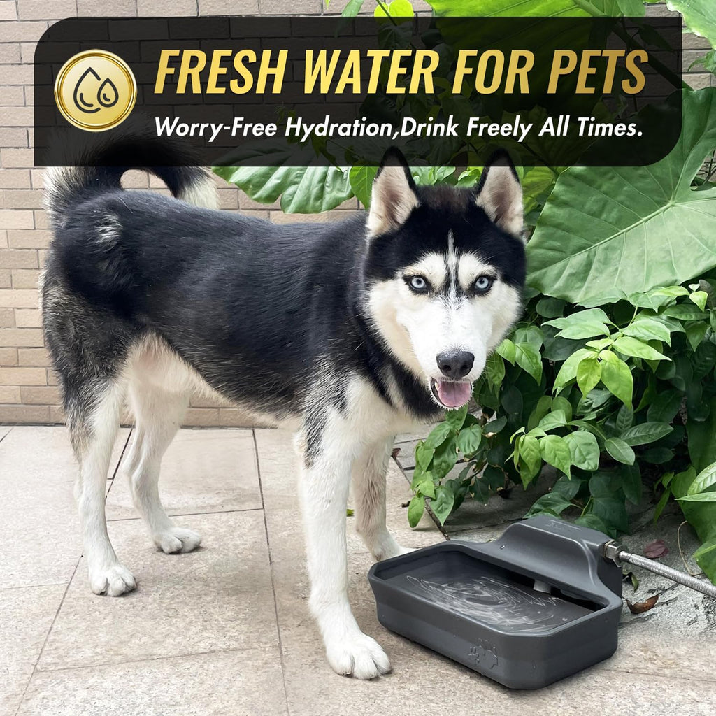 135OZ Automatic Water Dispenser for Large Dogs Patented Outdoor Dog Water Bowl Dispenser Automatic Dog Feeder Fit 3/4'' GHT Faucet Dog Waterer Include Water Hose Extra-Large Drinking Area