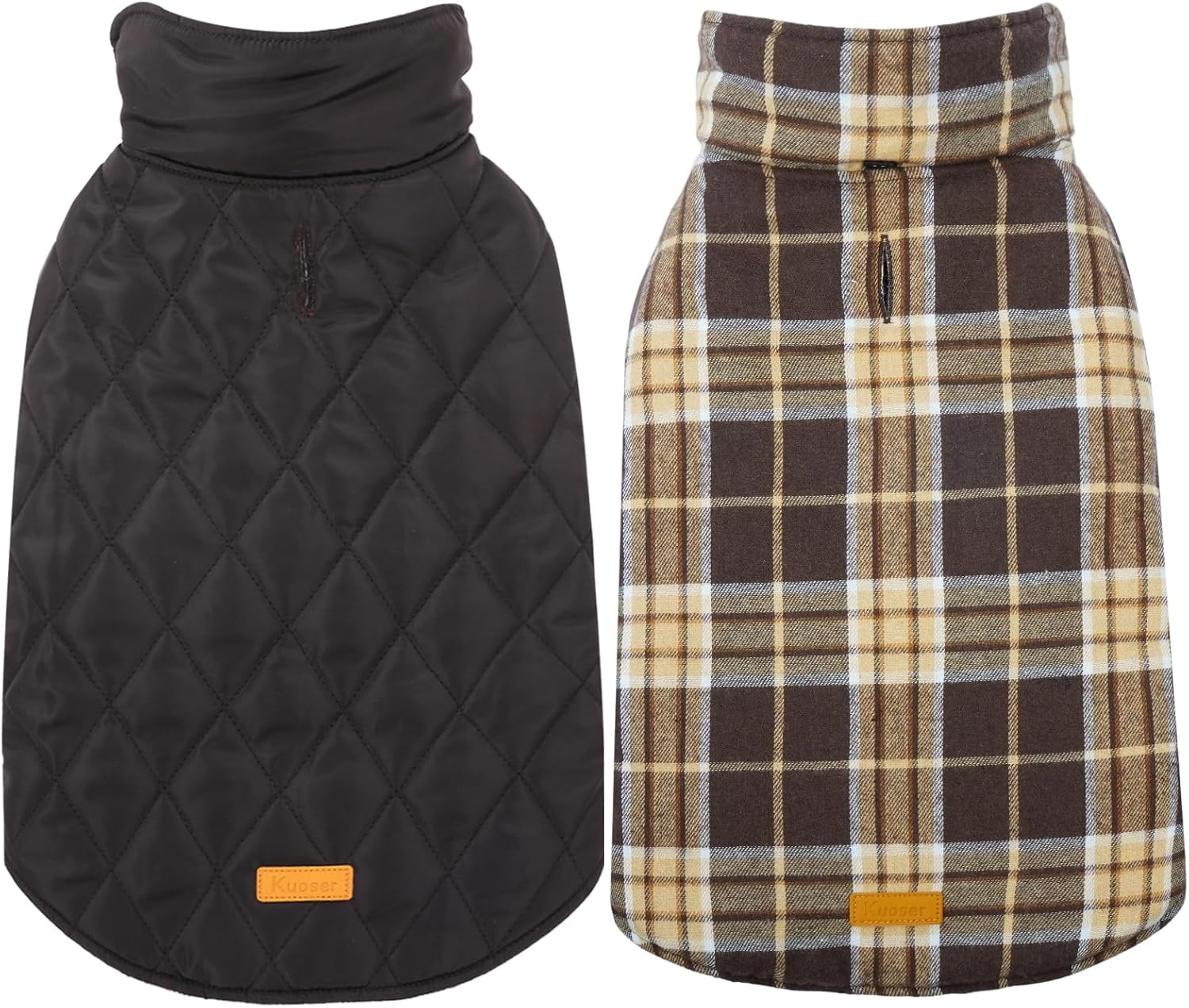 Kuoser Warm Dog Coat, Waterproof Dog Jacket for Extra Large Dogs, Adjustable Durable XXXL Doggie Winter Coat Reversible Puppy Cold Weather Apparel for Large Breed, New Brown 3XL