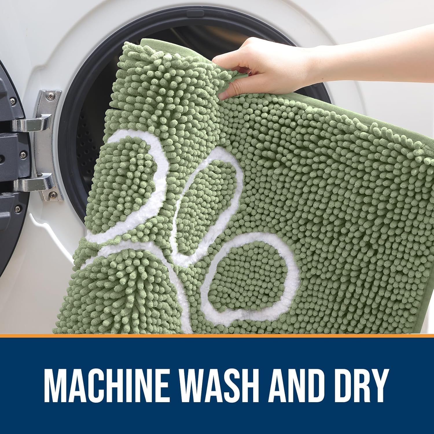 OLANLY Door Mat for Muddy Dog Paws 30x20, Ultra Absorbent Chenille Mud Doormat with Paw Print Design, Non-Slip Washable Doormat for Indoor Entryway, Quick-Dry Pet Bed Mats for Dirty Dogs, Sage Green