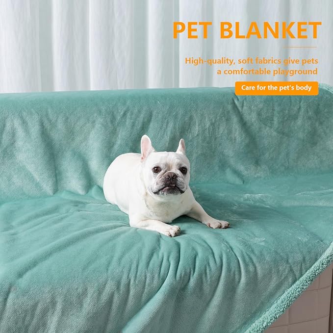 Waterproof Pet Blanket for Dogs Reversible Pets Bed Cover Puppy Fluffy Jacquard Throw Blankets Leakproof Sofa Couch Covers Cat Dog Blanket for Warm Washable Reversible Mat-Green,M