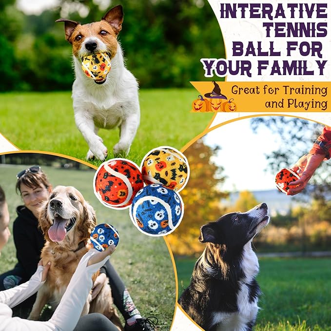 36 Pcs Dog Squeaky Tennis Balls 2.5 Inch Interactive Balls for Small Medium Large Dogs Teething Chew Toys for Throwing Fetch Exercise Playing Outdoor 6 Style(Spider)