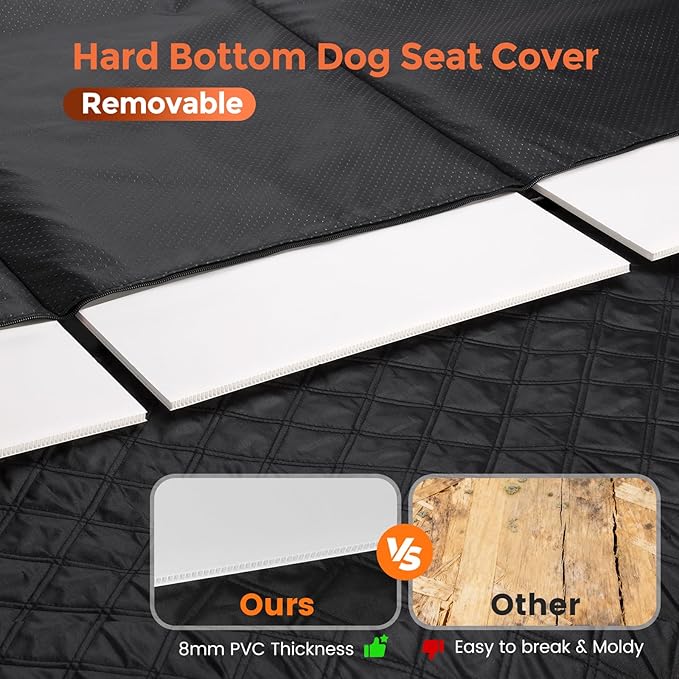 Dog Seat Cover for Back Seat Hard Bottom,Holds 500 lbs,Waterproof Dog Car Seat Cover for Back Seat Extender,Scratch-Proof Pet Hammock for Car,SUV,Truck - with Mesh Window & Storage,BlackOR