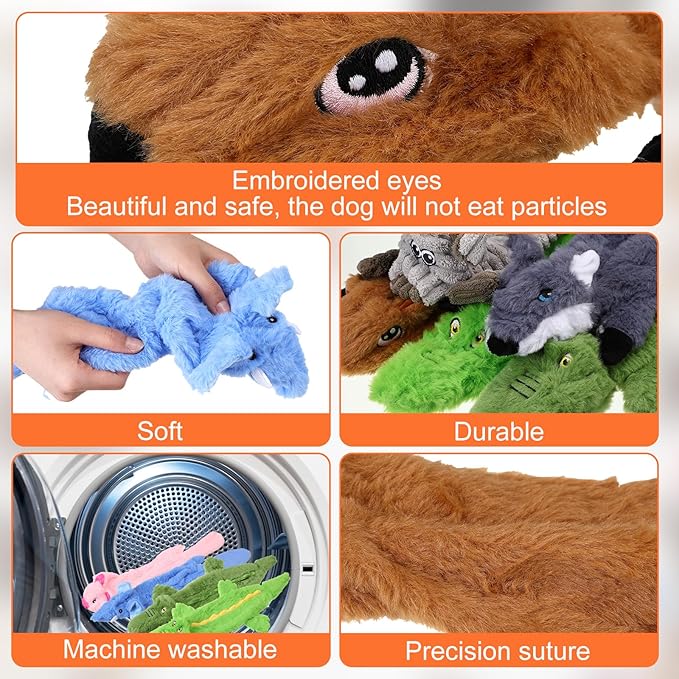 Outus 20 Pcs No Stuffing Dog Squeaky Toys Bulk for Aggressive Chewers, Crinkle Teething Chew Plush Toys for Small Medium Large Pet Gift, 20 Styles(Classic Style)