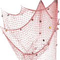 Nature Fish Net Wall Decoration with Shells, Ocean Themed Wall Hangings Fishing Net Party Decor for Pirate Party,Wedding,Photographing Decoration (Pink)