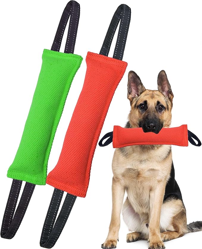 Clysoru Dog Tug Toy Double Pack Tough Jute Bite Pillow Training Equipment Puppy to Large Dogs Interactive