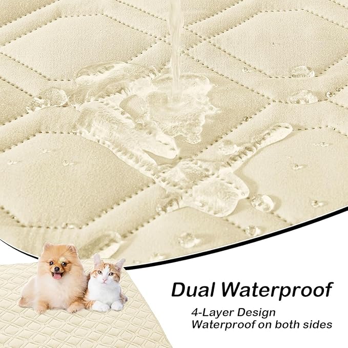 hyha Waterproof Dog Bed Blanket, Soft Pet Blankets, Waterproof Couch Cover for Dogs, Reversible Sofa Covers Washable for Furniture (40x80 Inch, Beige/Beige)