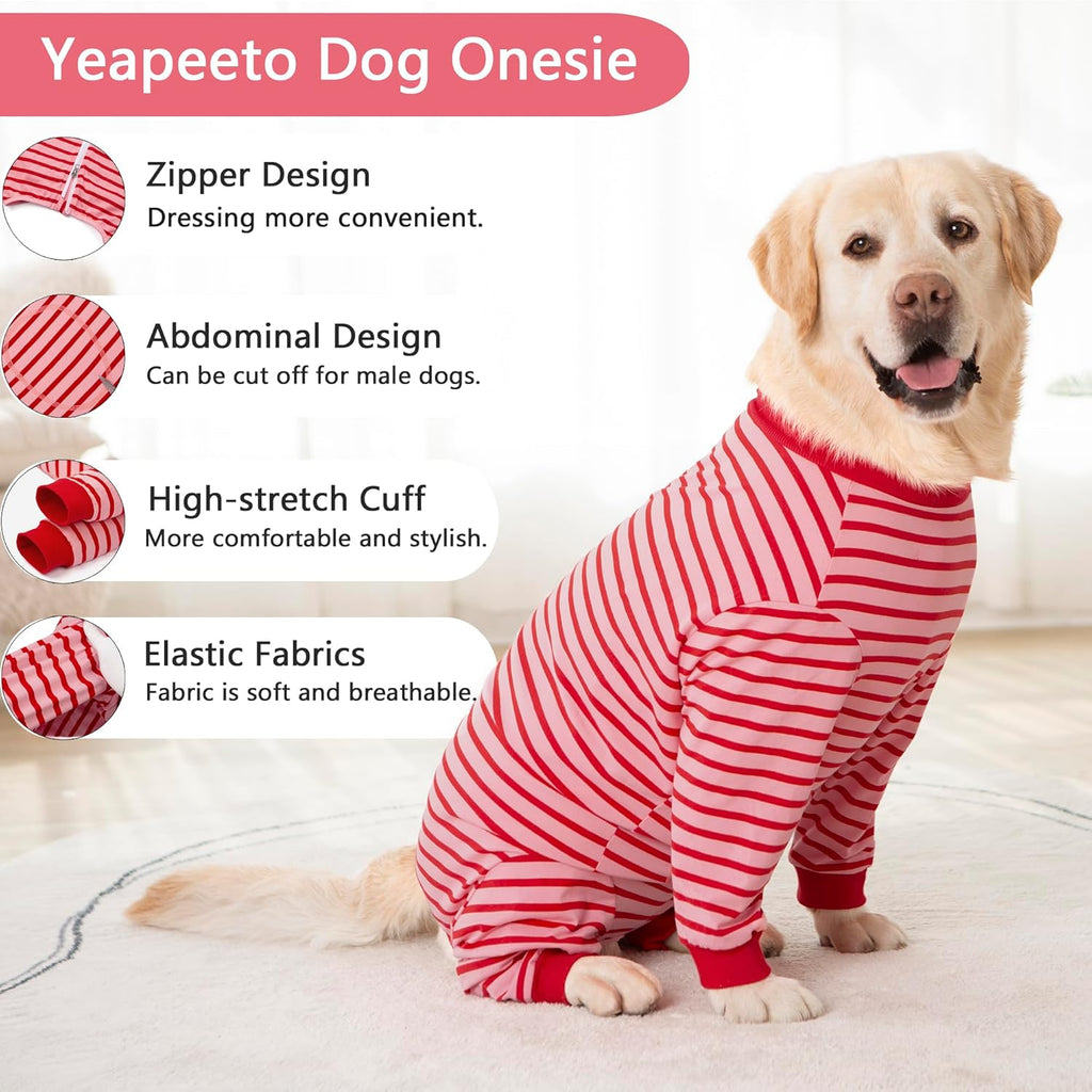 Yeapeeto Dog Onesie Surgery Recovery Suit for Large Medium Bodysuit Dogs Pajamas PJS Full Body for Shedding, Prevent Licking, Wound Protection, Cone Alternative… (Red Pink, 7X-Large (Pack of 1))