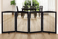 Freestanding Pet Gate for Dogs, Indoor Wooden Dog Gate for House, Foldable Dog Gate for Doorway, Stair, Step Over Pet Puppy Safety Fence Tall, 80 Inch Wide, 4 Panels 32", Black & Gold
