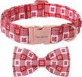 Unique Style Paws Christmas Day Dog Collar with Bow Christmas Red Papercut Cotton Puppy Collars for Small Medium Large Dogs