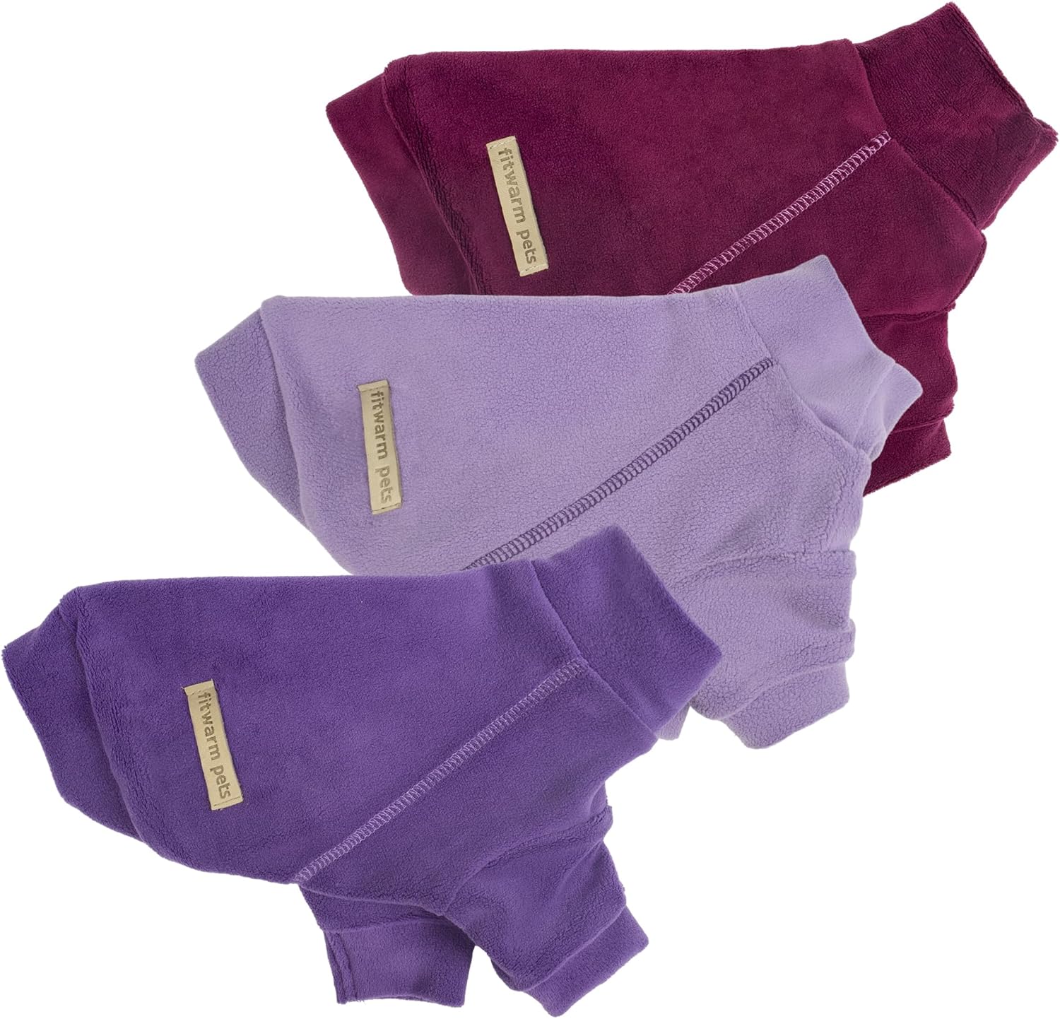 Fitwarm 3 Pack Classic Fleece Dog Sweater, Turtleneck Dog Sweatshirt, Dog Winter Clothes for Small Dogs Boy Girl, Pet Pullover Jumper, Cat Apparel, Purple, MediumPurple, Dark Red, Small
