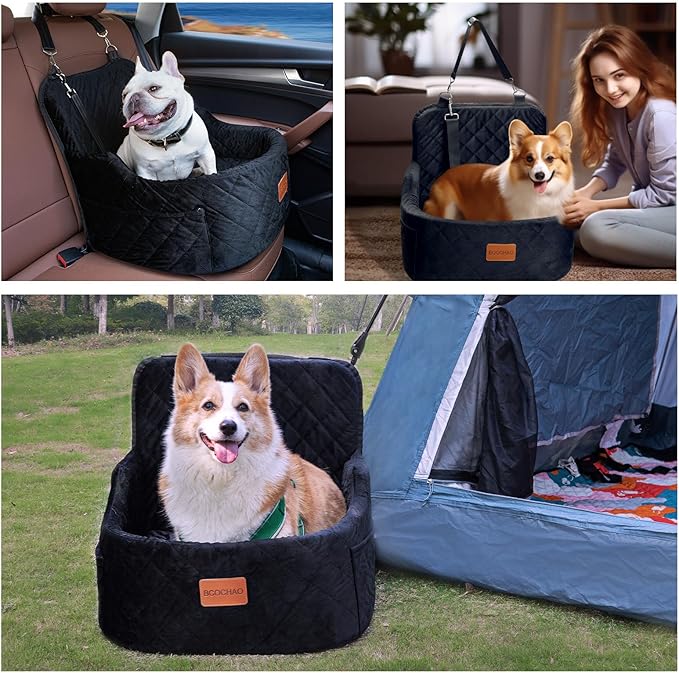 Dog Car Seat for Small and Medium,Memory Foam Pet Booster Seats,for Dogs Car Ded Weighing no More Than 35 pounds,Removable and Easy to Install,Equipped with Storage Bag and Dog Blanket.