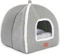 Cat Bed for Indoor Cats - Cat Cave Bed Cat House Cat Tent with Removable Washable Cushioned Pillow, Soft and Self Warming Kitten beds,Cat Beds & Furniture （Large Grey）