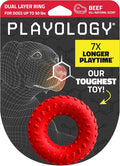 Playology Dog Toys | Dual Layer Ring Durable Chew Toy for Aggressive Chewers | Medium Beef Scented Toy - Easy to Clean and Made from Non Toxic Materials