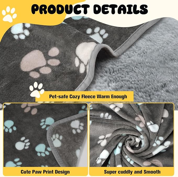 Premium Soft Dog Blanket Washable, 40" x 32" Flannel Gray Dog Blanket for Small and Medium Dogs and Indoor Cats