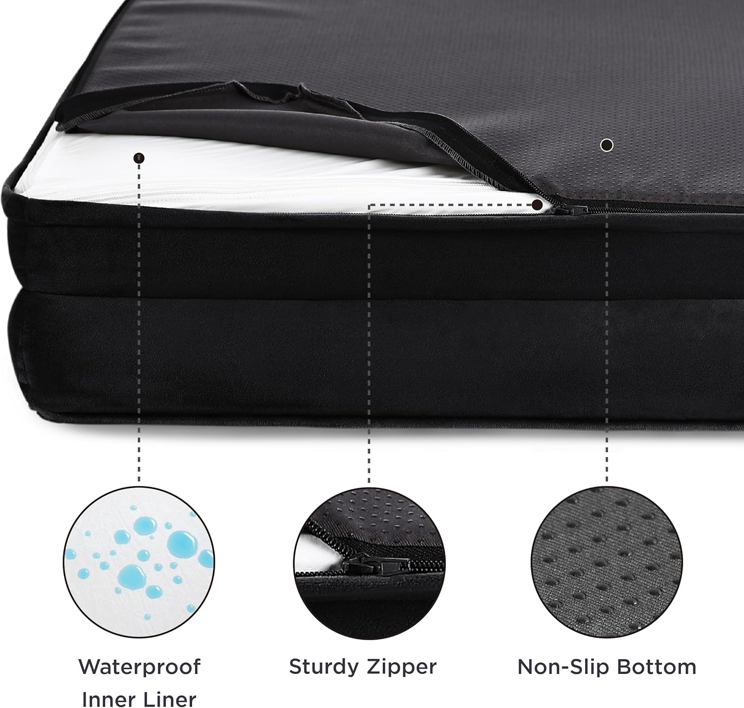 Bedsure XL Orthopedic Dog Bed for Extra Large Dogs - Washable XLarge Dog Cat Bed Waterproof, Comfort Dogs Couch Sofa with Washable Removable Cover, Pet Bed with Nonskid Bottom, Black, 42"