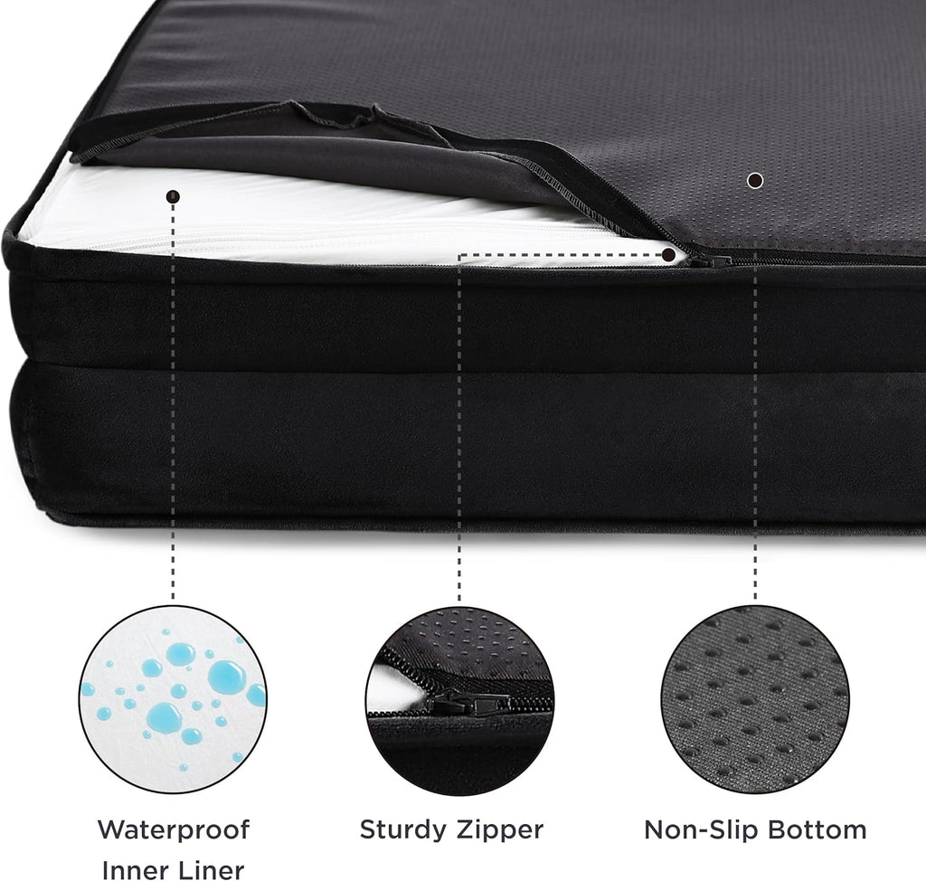 Bedsure XL Plus Orthopedic Dog Bed for Extra Large Dogs - Washable XLarge Dog Cat Bed Waterproof, Comfort Dogs Couch Sofa with Washable Removable Cover, Pet Bed with Nonskid Bottom, Black, 48"