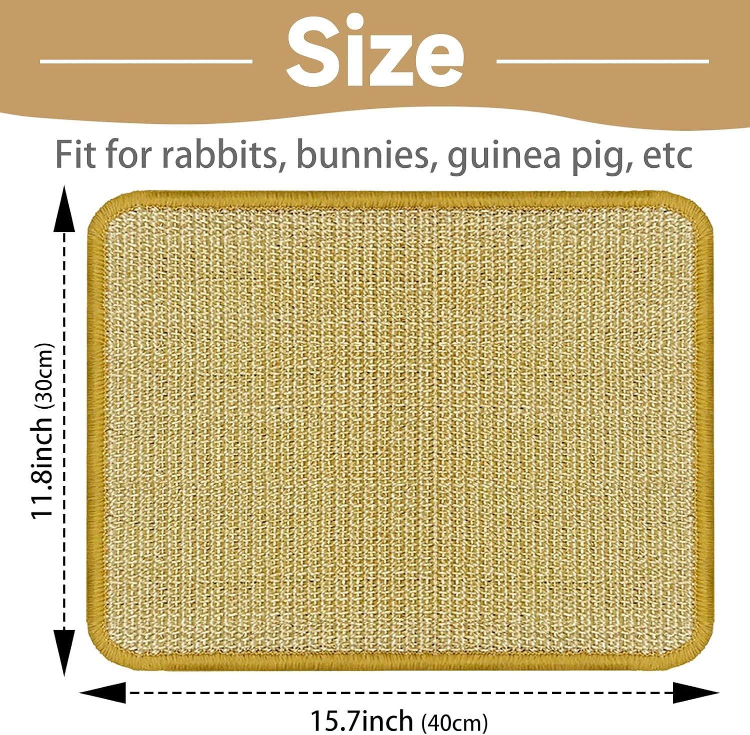 DYAUS Bunny Scratch Pads, Natural Sisal Rabbit Scratching Mats for Claws and Teeth Care, Indoor Bunny Chew Toys Bunny Bed for Biting Sleeping Nesting (3PCS, 16x12in)