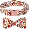 Lionet Paws Thanksgiving Dog Collar, Cute Fall Dog Collar for Medium Dogs, Adjustable Cotton Pet Collars for Small Medium Dogs