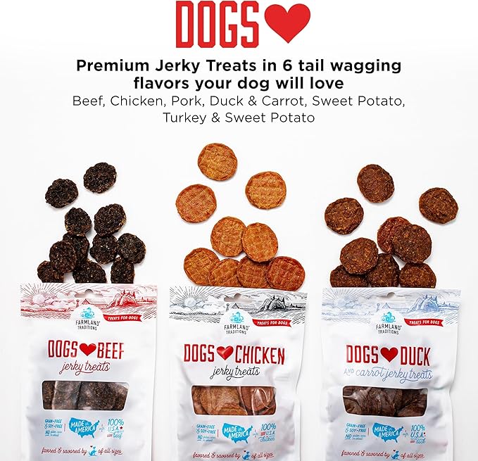 Farmland Traditions Filler Free Dogs Love Turkey & Sweet Potato Premium Jerky Treats for Dogs, 1 lb. Bag