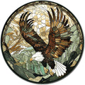 Lygond Metal Sign Tin Sign Circular Stained Glass American Bald Eagle Bar Signs for Home Bar for Club 12×12 Inches