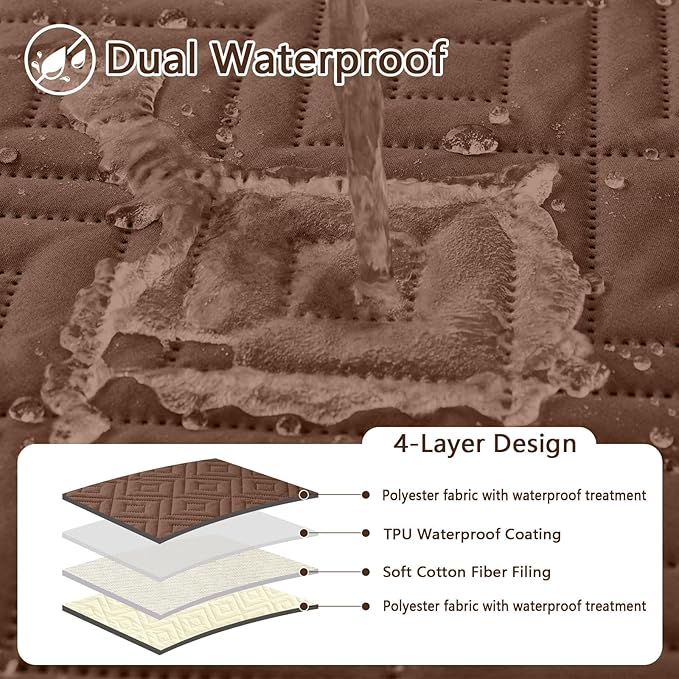 hyha Waterproof Dog Blanket, Soft Dog Bed Cover Pet Blankets, Waterproof Sofa Couch Cover for Dogs Washable, Reversible Pet Couch Covers for Sofa Furniture (52x82 Inch, Brown/Beige)