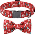 Lionet Paws Christmas Dog Collar with Bow tie,Cute Christmas Tree Red Dog Collar Bow Tie for Dogs Female, Medium, Neck 13.5-22 inches