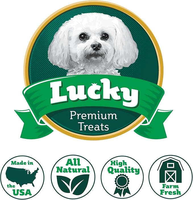 Lucky Premium Treats Chicken Jerky Bits and Strips – Chicken Jerky Treats Made with Sliced, All Natural Lean Dehydrated Chicken Breast (13 oz)