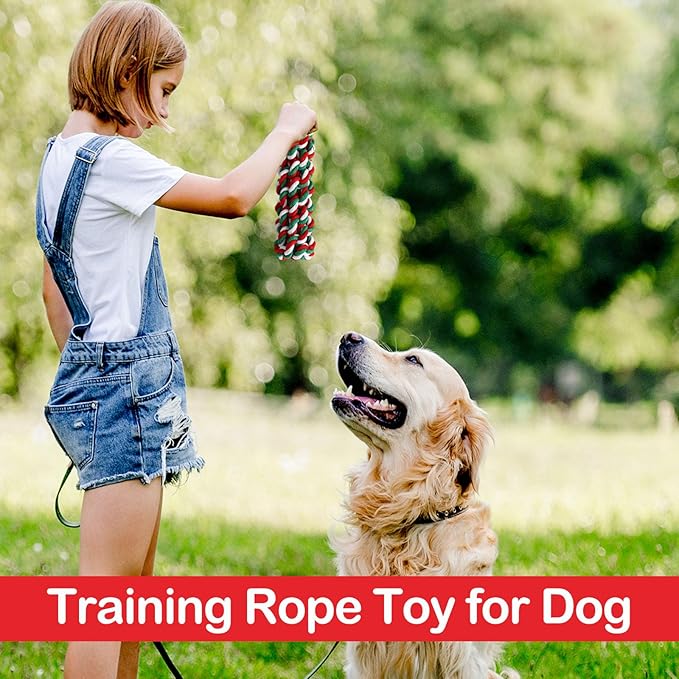 18 Pcs Christmas Dog Rope Toys Set Christmas Interactive Chew Balls Toys for Aggressive Chewers Large Medium Small Dogs Pet Puppy Teeth Cleaning Fun Training Birthday Gifts