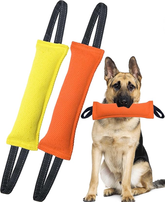 Clysoru Dog Tug Toy Double Pack Tough Jute Bite Pillow Training Equipment Puppy to Large Dogs Interactive