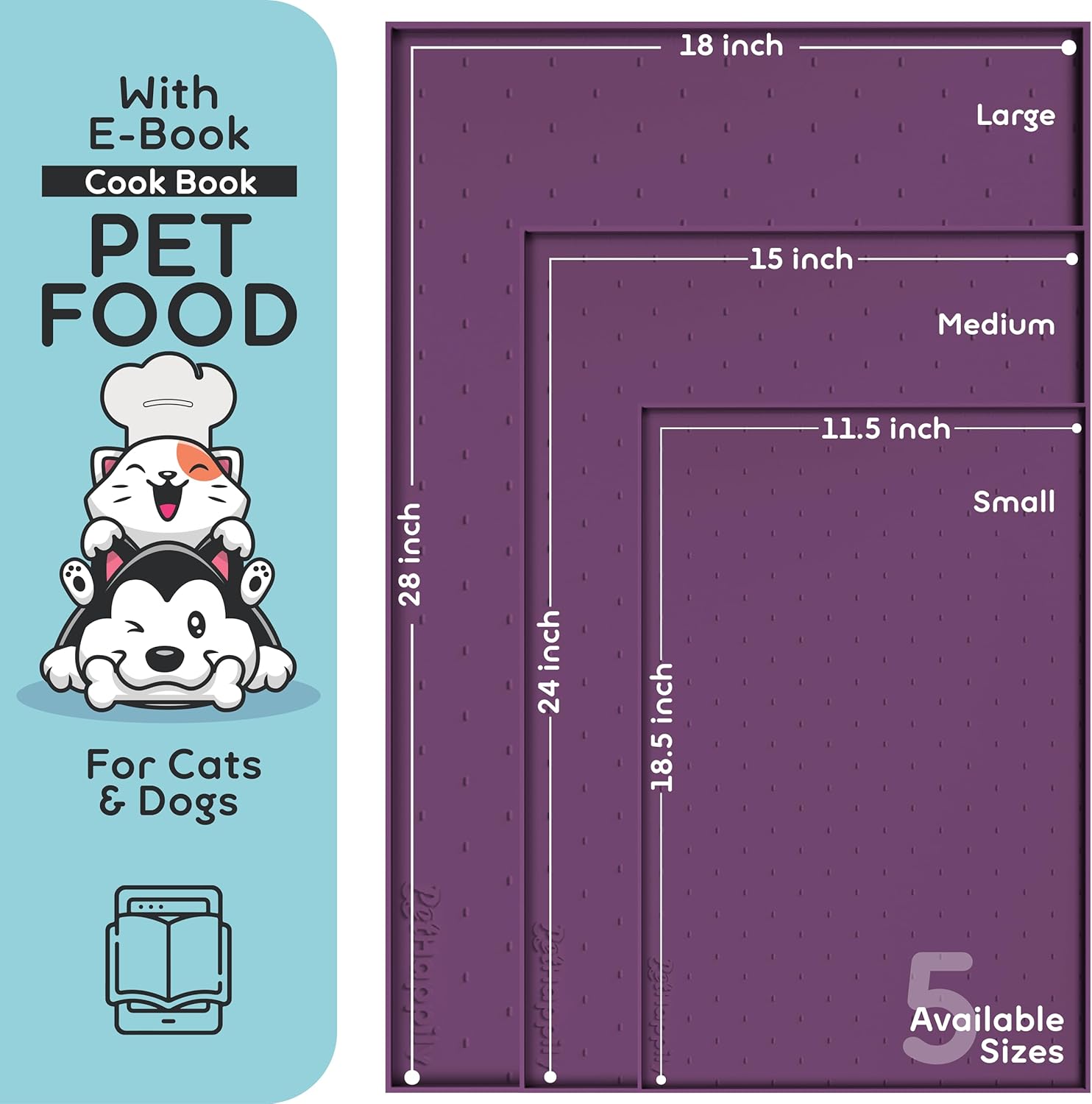 Dog Food Mat - 24x15 Raised Edges Dogs Mat for Food and Water Prevent Spill, Waterproof Cat Food Mats Protect Floors, Easy Clean Dog Bowl Mats for Food and Water, Silicone Pet Feeding Placemats