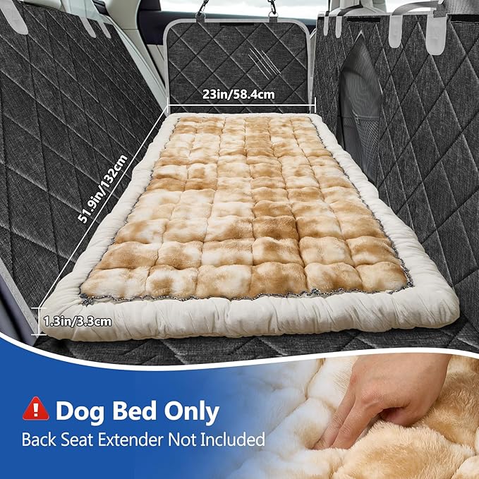 Thickened Dog Bed for Car Back Seat, Upgraded Bottom Non-Slip，Fits Hard Bottom car seat Cover for Dogs, Premium Mixed Color ，Dog Car Seat Cover