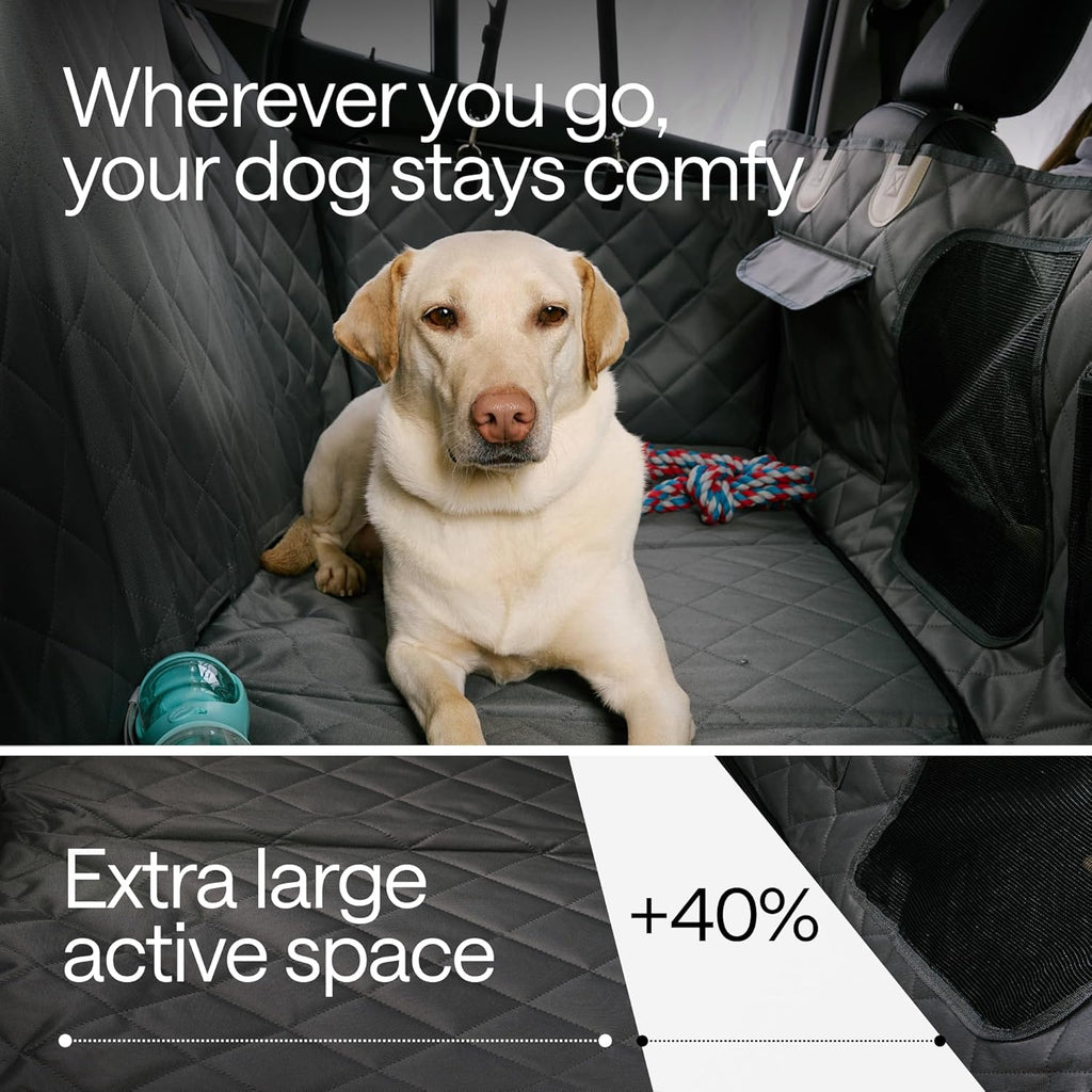 Truck Dog Seat Cover for Back Seat – Hard Bottom Hammock Holds 400lbs – Waterproof Pet Seat Protector for Large Dogs – Back Seat Extender Platform with Storage – Dog Car Seat Cover for Trucks SUV