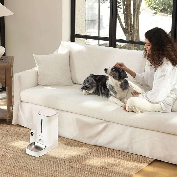 FUKUMARU Automatic Cat Feeder with Rotating Camera,1080P HD Video with Night Vision, 5G WiFi APP Control Pet Feeder, 2-Way Audio, Low Food, Motion & Sound Alerts