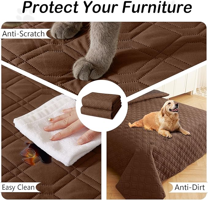 hyha Waterproof Dog Bed Blanket, Soft Pet Blankets, Waterproof Couch Cover for Dogs, Reversible Sofa Covers Washable for Furniture (30x70 Inch, Brown/Chocolate)