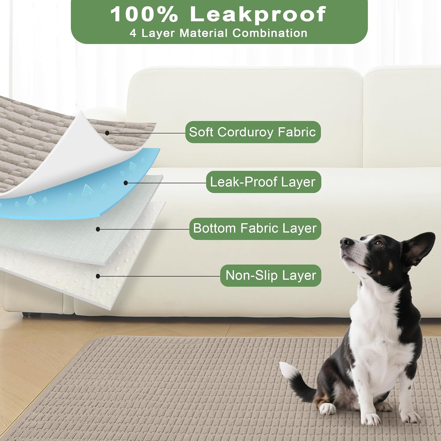 Washable Pee Pads for Dogs, 2 Pack Reusable Puppy Pads Dog Pads, Non-Slip Dog Pee Pads, Leakproof Pet Pee Pads Wee Wee Pads for Dogs. (Brown, 40"x40"(Pack of 2))