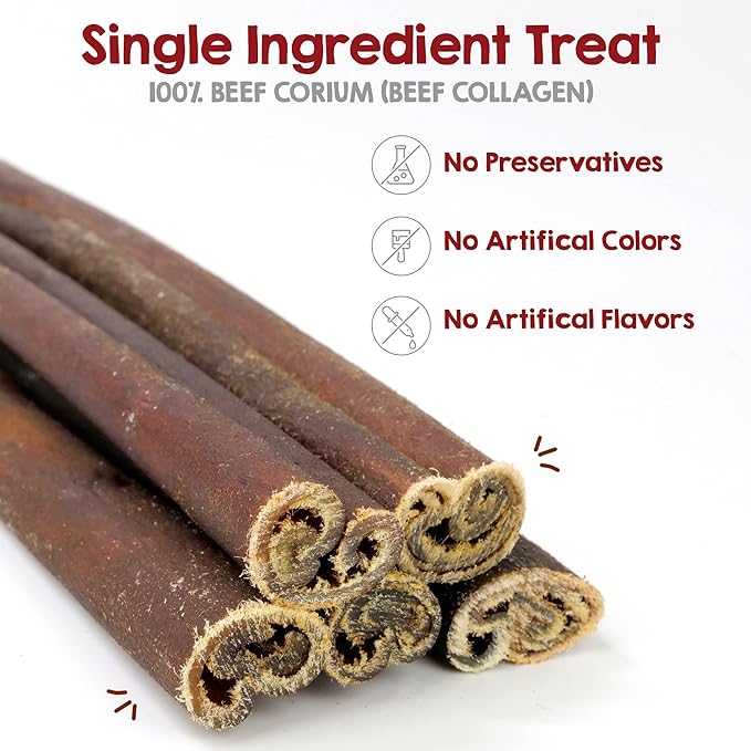 Riley's 12 Inch Beef Collagen Sticks for Dogs, Collagen Chews for Dogs, Bully Stick & Rawhide Alternative, Long Lasting, No Raw Hide Chews, Single Ingredient Dog Treat- 10 ct