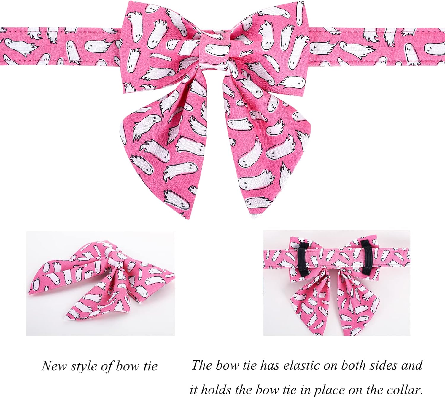 Lionet Paws Dog Collar with Bowtie, Halloween Bowtie for Dogs and Cats, Adjustable Comfortable Dog Collar Girl, S, Neck 10-16 in