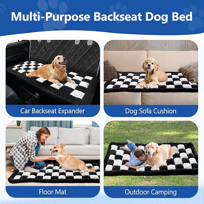 Thickened Dog Bed for Car Back Seat, Upgraded Bottom Non-Slip，Fits Hard Bottom car seat Cover for Dogs, Premium Mixed Color ，Dog Car Seat Cover