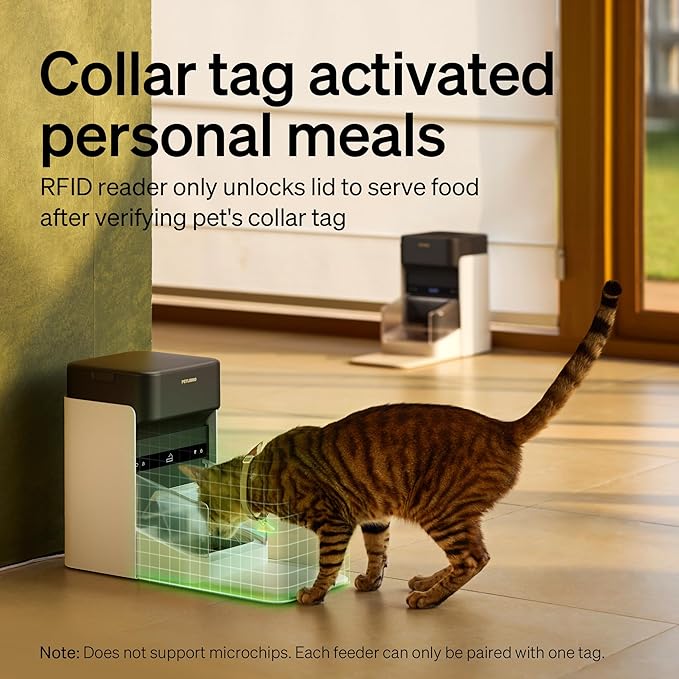 PETLIBRO RFID Multiple Cats Feeder 2 Packs, Tag Activated Exclusive Meals, 5G&2.4G Wi-Fi Auto Food Dispenser for Pets with Different Diets and Stop Food Stealing
