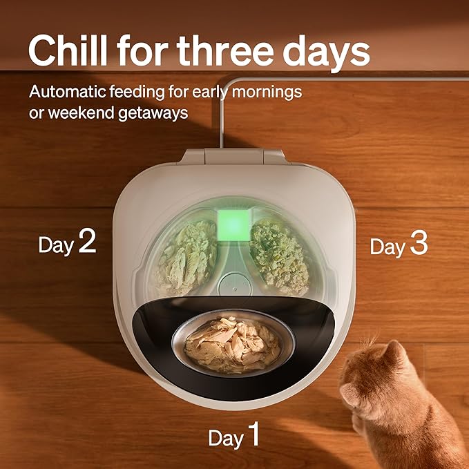 PETLIBRO Automatic Cat Feeder Wet Food with Stainless Steel Bowl 2 Packs, Refrigerated Auto Cat Feeder with Semiconductor Cooling, 3 Fresh Meals, App-Controlled Pet Food Dispenser, Easy to Clean
