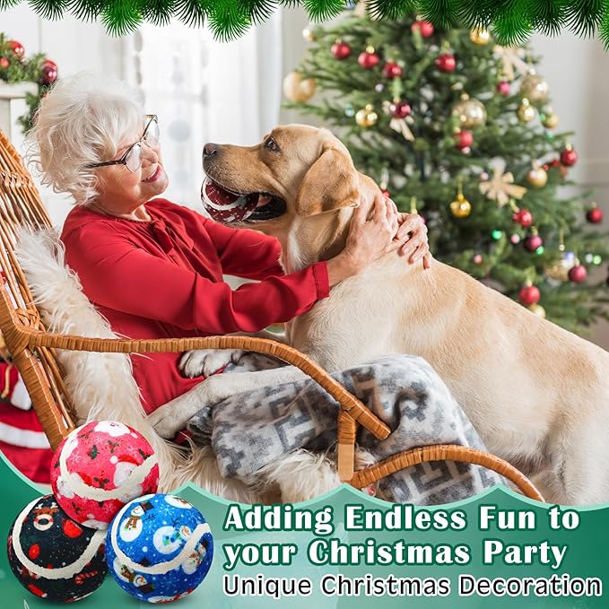 36 Pcs Dog Squeaky Tennis Balls 2.5 Inch Interactive Balls for Small Medium Large Dogs Teething Chew Toys for Throwing Fetch Exercise Playing Outdoor 6 Style(Snowman)