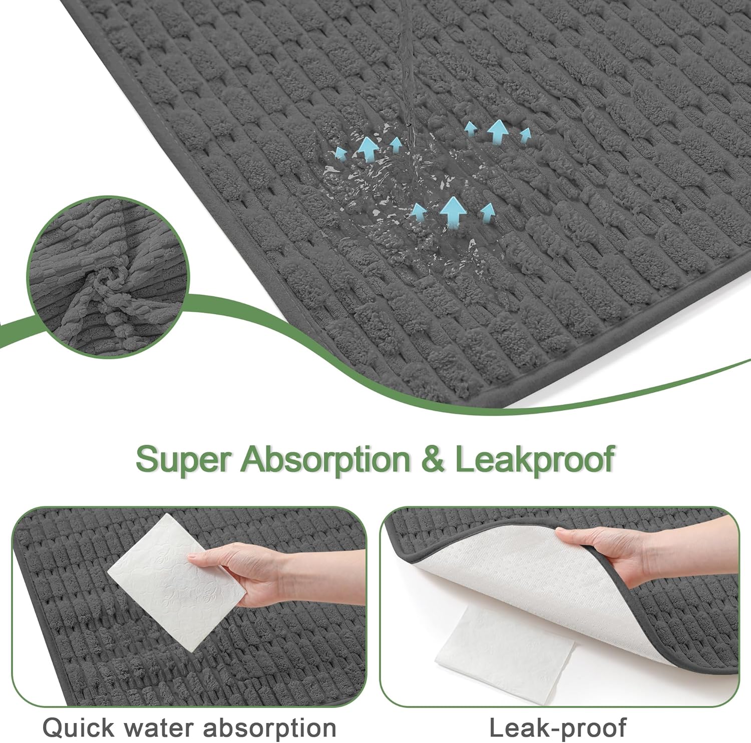 Washable Pee Pads for Dogs, Reusable Puppy Pads Dog Pads, Non-Slip Dog Pee Pads, Leak-Proof Pet Pee Pads Wee Wee Pads for Dogs. (Dark Grey, 18"x24"(Pack of 2))