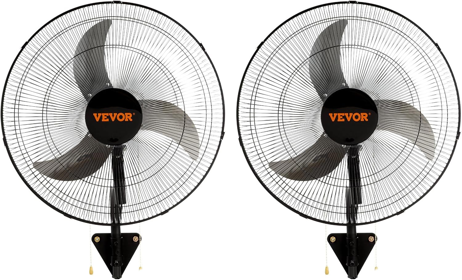 VEVOR Wall Mount Fan, 2 PCS 20 inch Oscillating, 3-speed High Velocity Max. 4000 CFM Industrial Wall Fan for Indoor, Commercial, Residential, Warehouse, Greenhouse, Workshop, Basement, Garage,Black