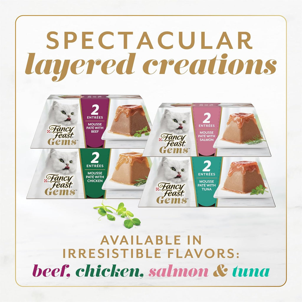 Fancy Feast Gems Pate Cat Food Mousse With Chicken and a Halo of Savory Gravy Cat Food - (Pack of 8) 4 oz. Boxes